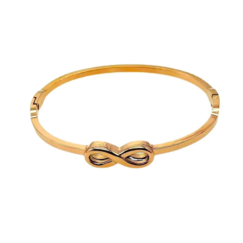 Minimalist 316L Jewellery Waterproof 18k Gold Plated Bijoux Cuff Infinity Stainless Steel Bangle Jewelry Wrist Lady Bangle