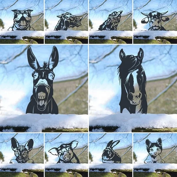 Farm Peeping Animal Metal Art Sculpture metal garden art laser cut Garden Lawn Floor Decoration