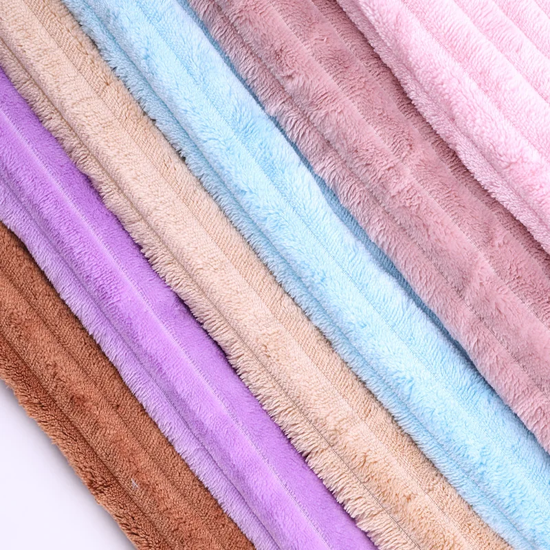 Super Soft Knitting Polyester Stripes Flannel Fleece Blanket Fabric