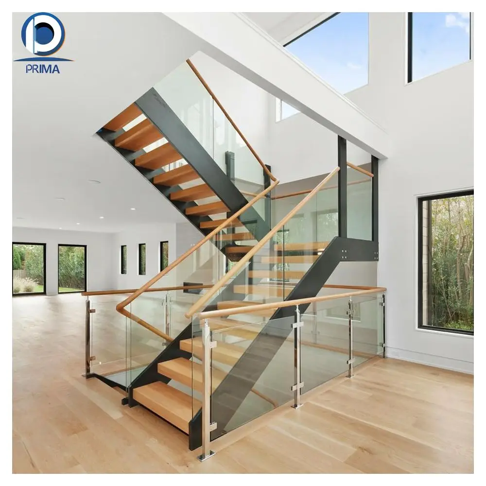 PRIMA  stairs free design indoor stairs straight and wooden steps stairs