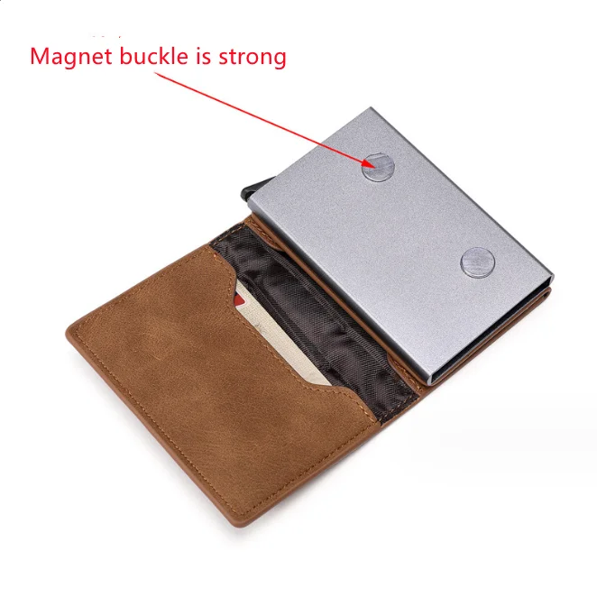 New Design Metal RFID Anti theft Porte cartes Smart Card Holder Rfid Pop Up Mens Switch Wallet Slim wallet for men