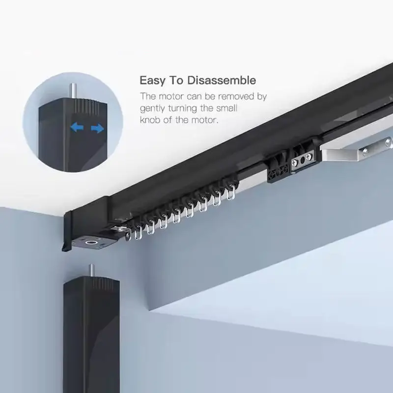 Factory outlet high-quality Black smart electric curtain motor WIFI Tuya Electric Curtain Smart Motorized Curtain Track