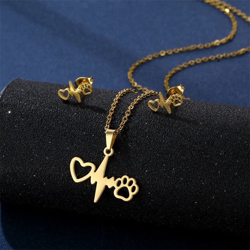 2024 Classic Unisex Stainless Steel Jewelry Set Gold Silver Plated for Engagement Wedding Anniversary Party or Gift Giving