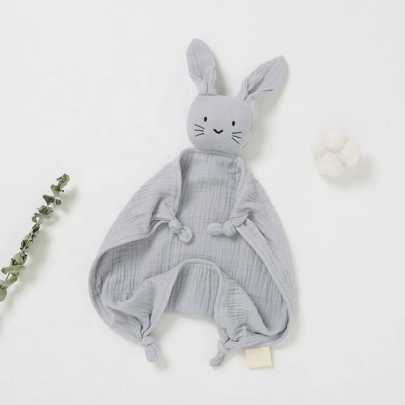 Long Ears Bunny Shape Baby Lovey Muslin Baby Comforter Toy