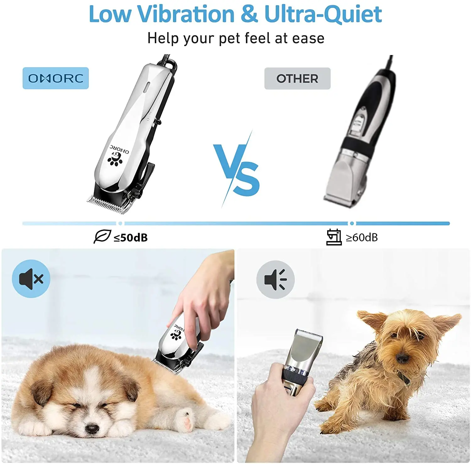 Rechargeable Low Noise Pet Hair Clippers Kit Dog Cat Professional Pet Grooming Trimmer Pet Hair Clipper Grooming Set