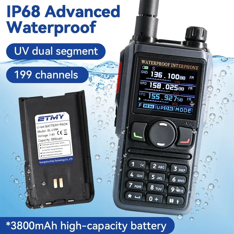 2024 Wholesale Waterproof Marine 10watt Hy Power Walkie Talky Portable Am Fm Uv Vhf Handheld Walkie Talkie Two Way Radio