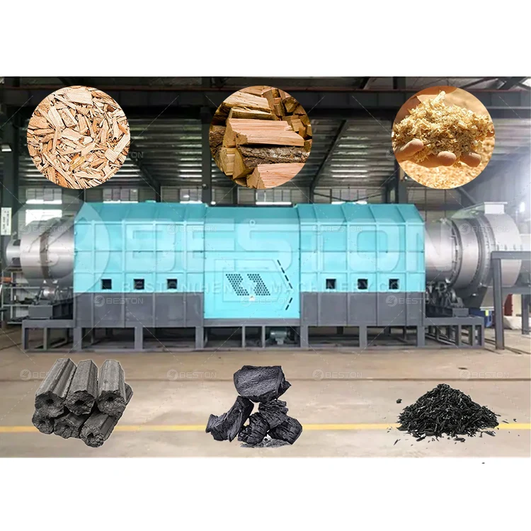 Beston Group Wood Chips Charcoal Making Machine Continuous Rotary Wood Sawdust Carbonization Furnace to BBQ