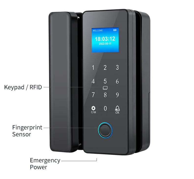 office government glass door tuya app remote control biometric fingerprint IPS screen smart glass door lock