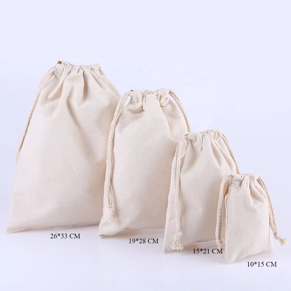 Custom Different Specifications natural color pouch personalize LOGO Cotton Canvas drawstring bag