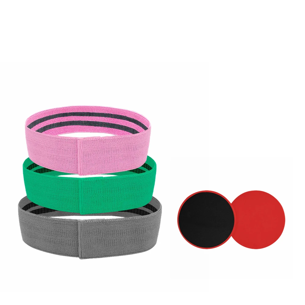 Timecreate Fitness Band Exercise Booty Band Gliding discs Mini Mesh bag Hip Resistance Band Set
