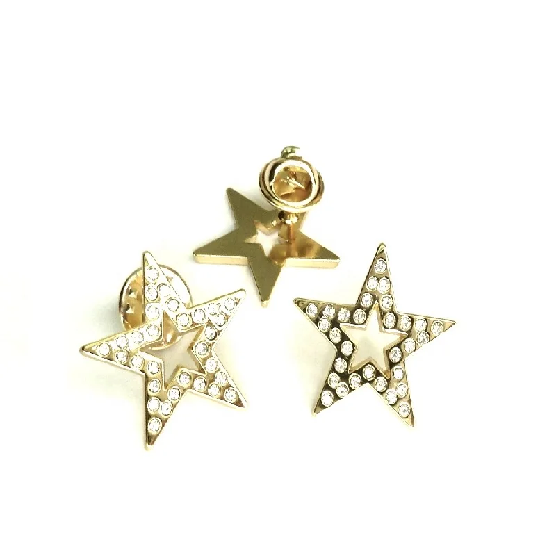 The Best and Cheapest Promotional Shiny Gold Star Shape Rhinestones Metal Pin Badges