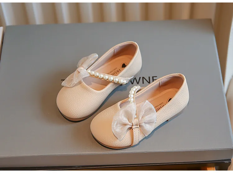 Conyson New arrival Girl Princess Leather Shoes Chic Versatile Soft Elegant Fashion Lace Bowknot Beading Kid Loafers Wedding