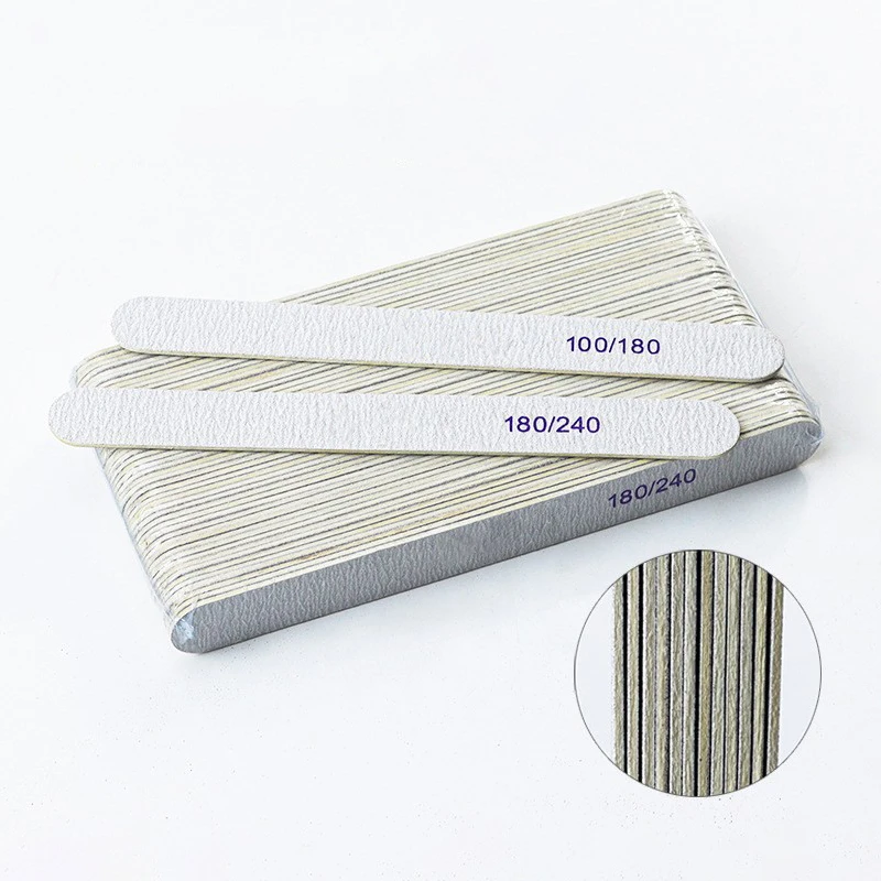 Custom Logo Durable Wood Strip Nail File Double Sided Washable Thin Wooden Nail File 100 180
