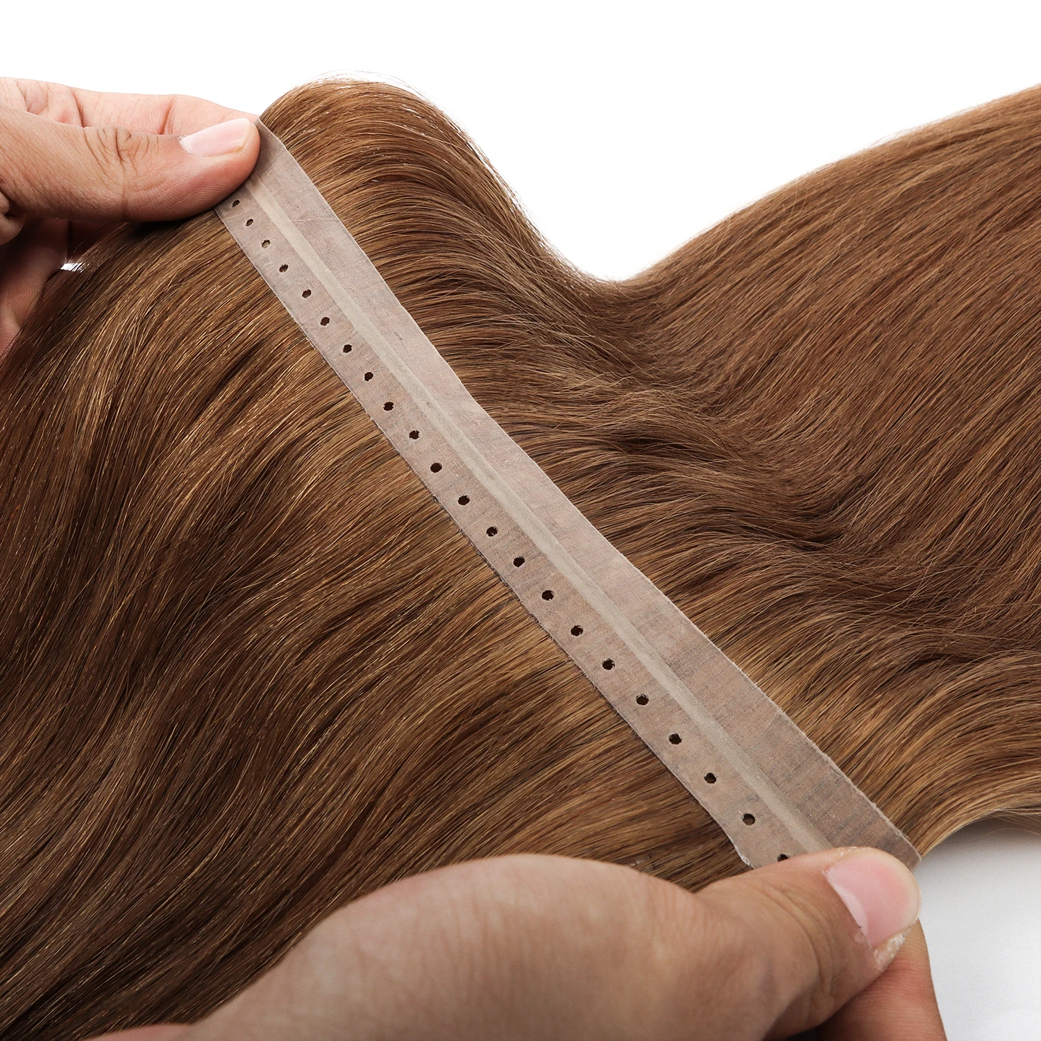 Wholesale Cuticle Aligned Hole PU Weft Double Drawn Russian Virgin Human Hair Butterfly Weft Hair Extensions