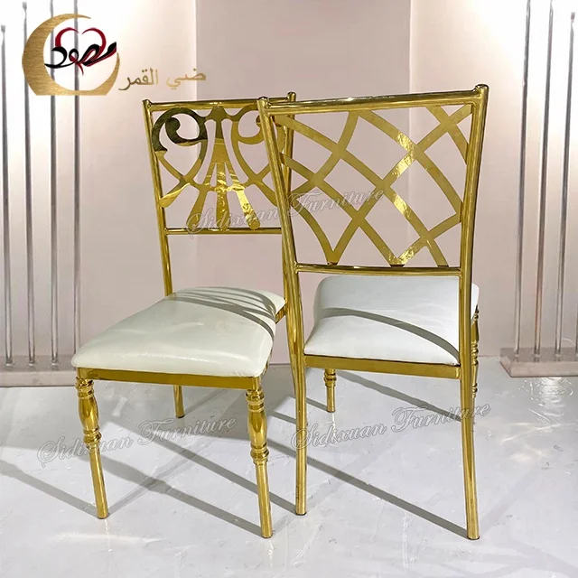 
Wholesale romantic golden stainless steel frame wedding tiffany dining chair 