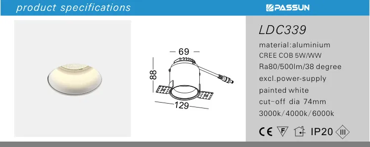 indoor aluminum spot light frameless anti glare led ceiling spotlight