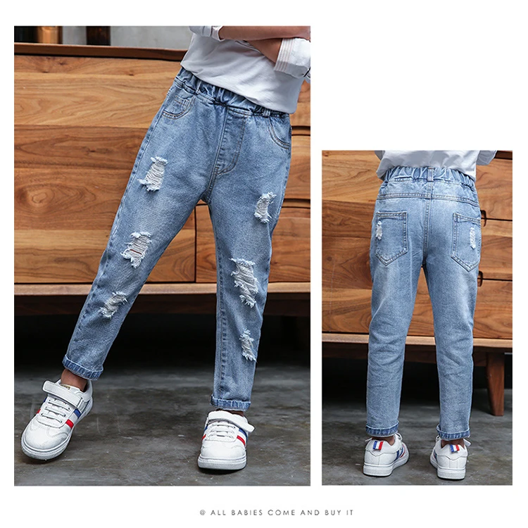 Детская одежда, новые осенние джинсы для девочек, детские брюки с дырками