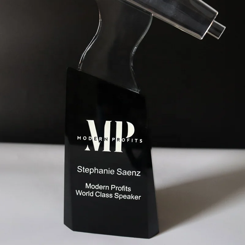 Custom Engraved Singing Trophy Award Personalized Crystal Glass Microphone Trophy For Music Souvenirs