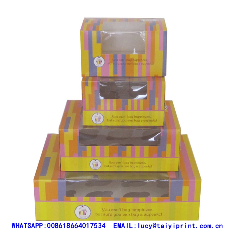 
Customized printed black and white stripe drawer cupcake box 