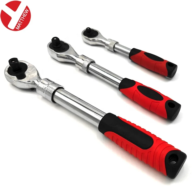 Tools for cars ratchet wrench handle Extendable 72 Tooth with Soft Grip Handle