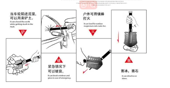 Iron Craft agriculture outdoor camping construction metal snow shovel steel with handle