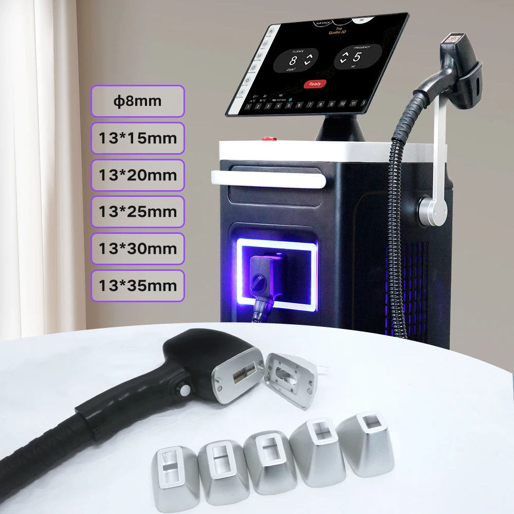 6 Exchangeable Treatment Heads 808nm Diode Laser Hair Removal Machine With 3000W High Power Handle For Permanent Hair Removal