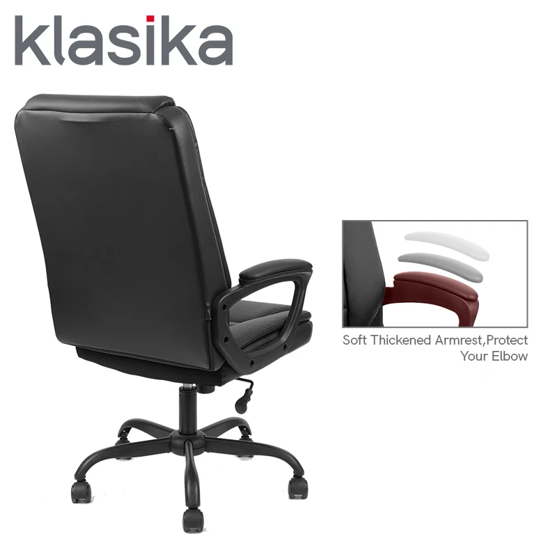 
In Stock Swivel Leather Chair Boss Office Chair Executive Chair with Padded Armrest 