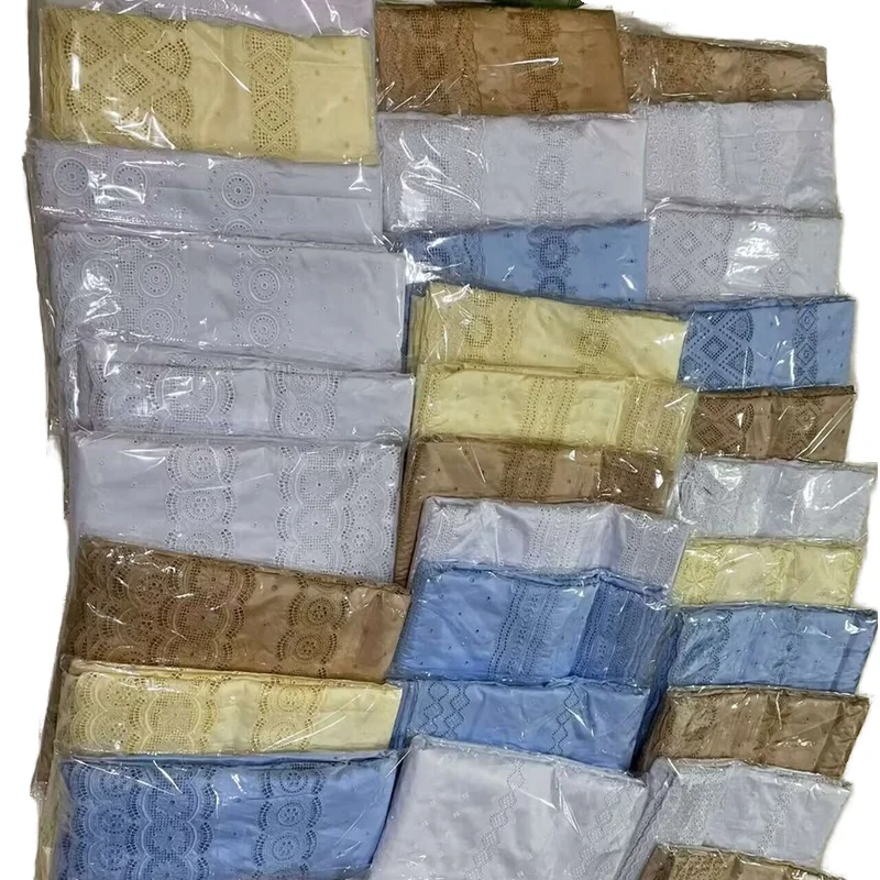 High Quality Gold African Swiss Voile Dry Lace Fabric 100% Cotton Sustainable Wholesale for Weddings