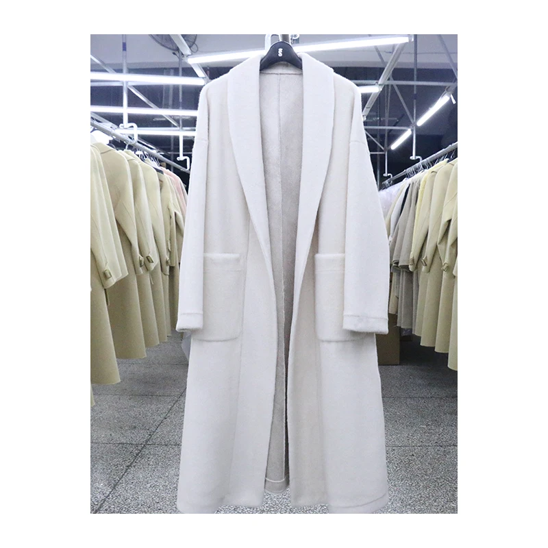 
New Deisgn Customized Plus Size Winter Warm Long Solid Faux Mink Hair Women Fur Coat Without Belt 
