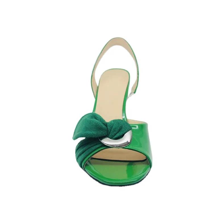 Fashion High Heel Lady Shoes Wholesale Waterproof Green PU Women Pump Heeled Sandals