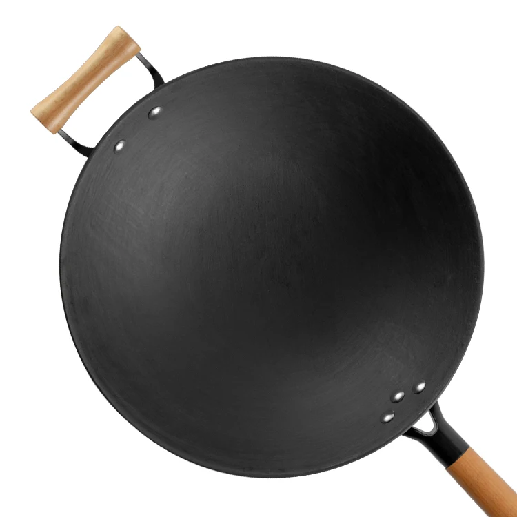 Чугунная китайская антипригарная Кастрюля с двойной деревянной ручкой