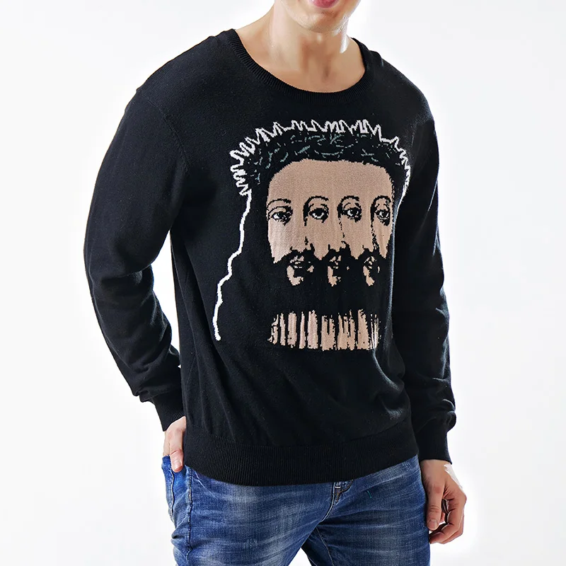 2020 New collection winter custom Acrylic Animal Pattern Ugly Xmas Men Pullover Led Light Knitted Sweater For Christmas Men