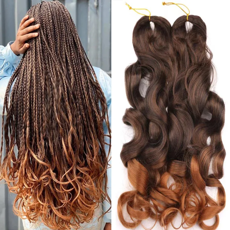 wholesale price150g 24inch French Curly Crochet Braiding Hair Pony Style Spiral Curly synthetic braiding hair