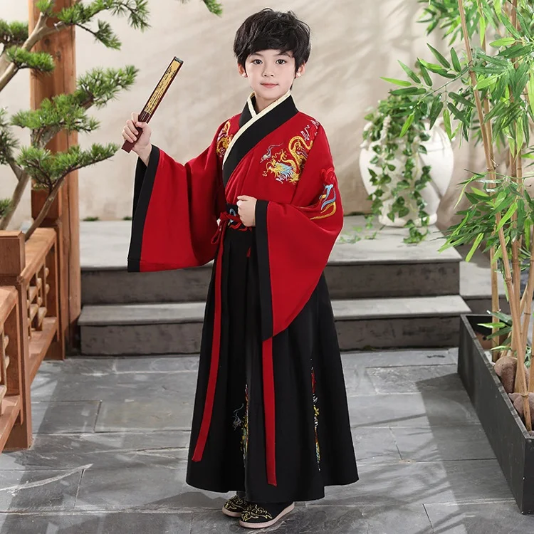 Boy hanfu Wholesale Summer readymade Chinese traditional style Kid Tang suit Costume hanfu for young boy