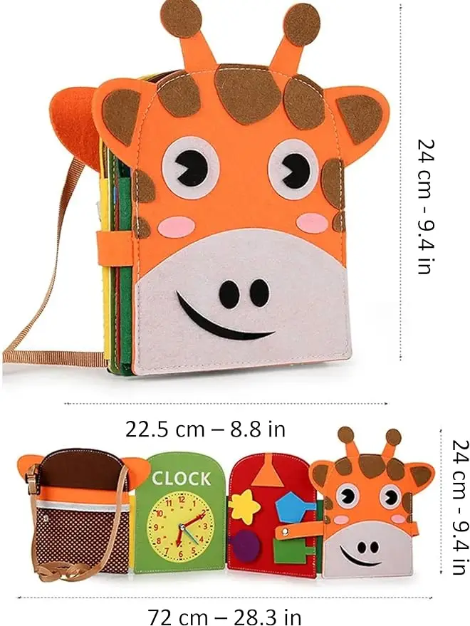 2024 new factory wholesale Giraffe Quiet Activity Book.Busy book for toddlers, Sensory Toy for Toddlers,Giraffe backpack