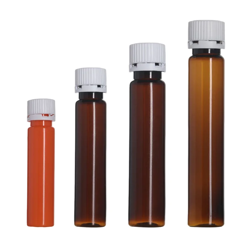 BPA FREE liquid Pharmaceutical 10ml 15ml 20ml 25ml 30ml PET Amber Oral Liquid Plastic Vial Bottle tube With Tamper Evident Lid