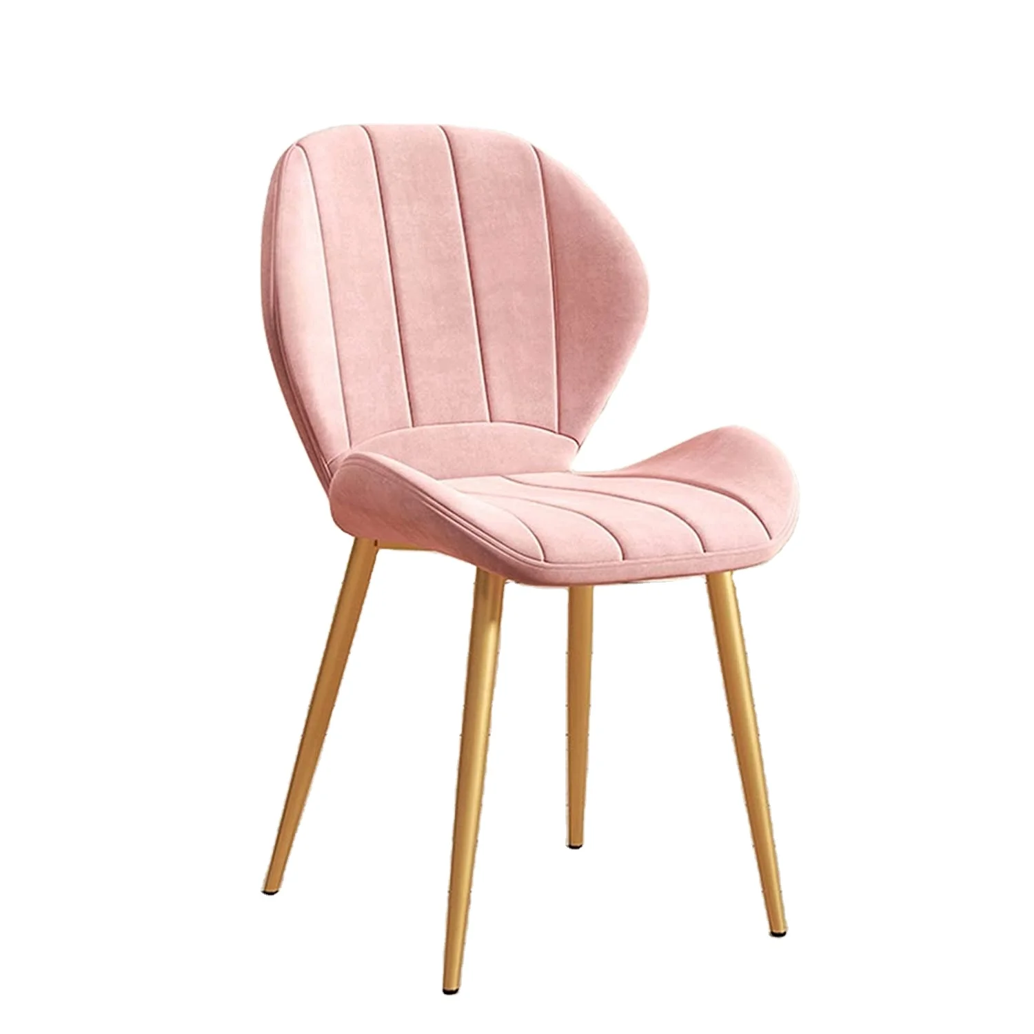 Оптовая продажа, современная мебель для столовой в скандинавском стиле, розовые бархатные дизайнерские стулья для ресторанов с металлическими ножками, стегой стул для отдыха