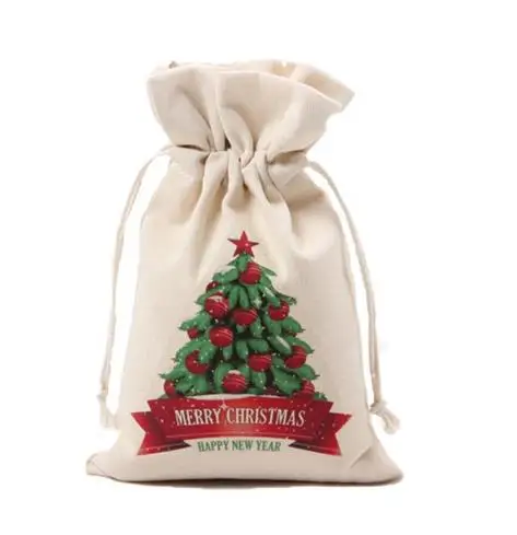 100% Cotton Drawstring Bag Santa Sacks Wholesale Christmas Fabric