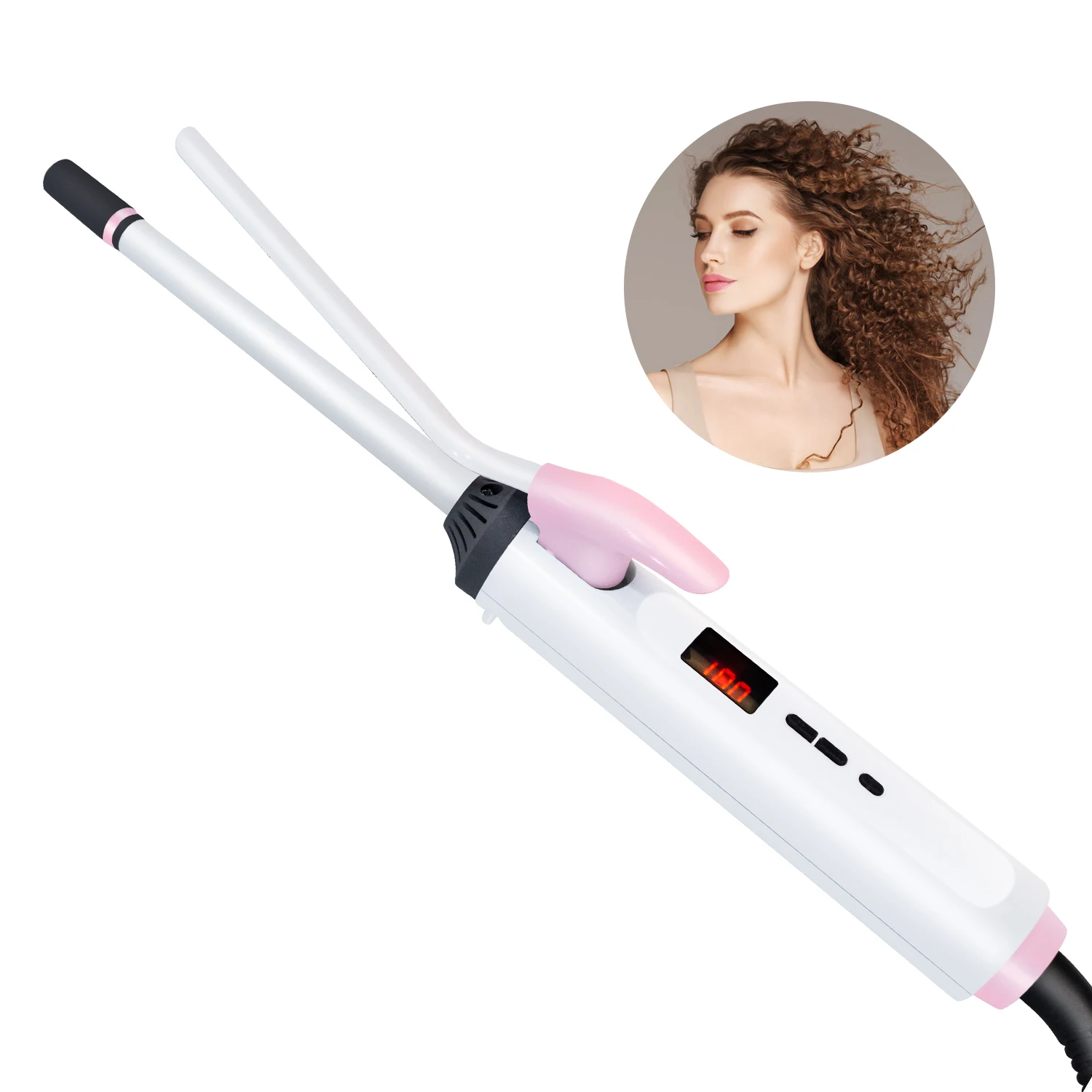 Professional LCD Temperature Magic Hair Straight and Crimping Iron Rotating Waver Curler For Long