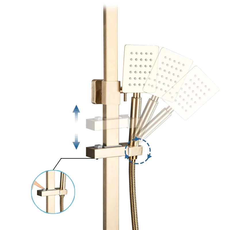 Bathroom Faucet Brushed Gold Big Rain Shower Bath Faucet Wall Mounted Bathtub Shower Mixer Tap Shower Faucet Set