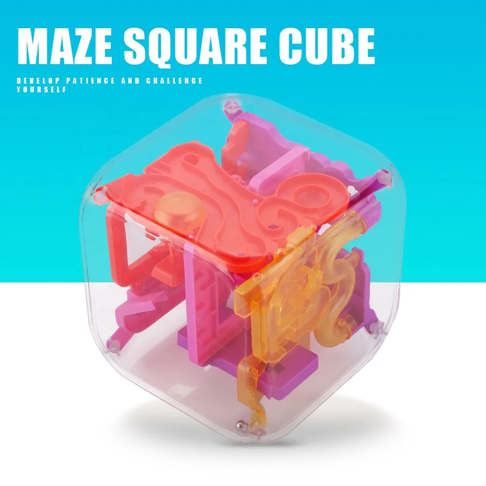 fidget game toy rolling ball 3d square maze cube puzzle with red blue color
