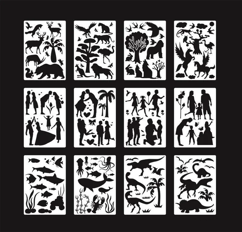 16 Pack Mandala Dot Painting Kids DIY Cartoon Pattern Wall Stencil Sets