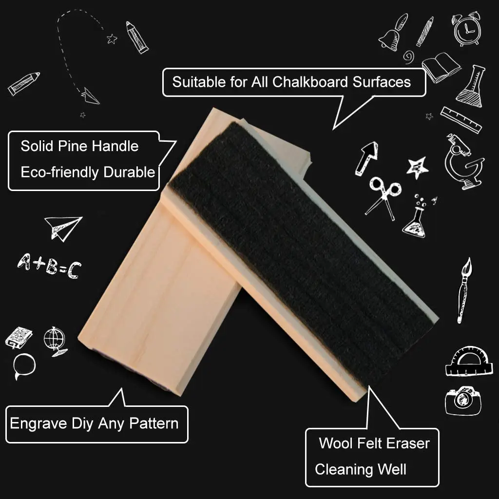 Chalkboard Eraser Pine Wood Felt Campus Style Eraser Cleaner Duster