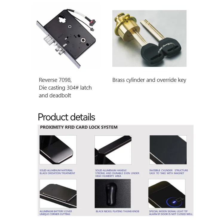 TTLock electronic security smart portable key card door lock for hotels rfid hotel door lock