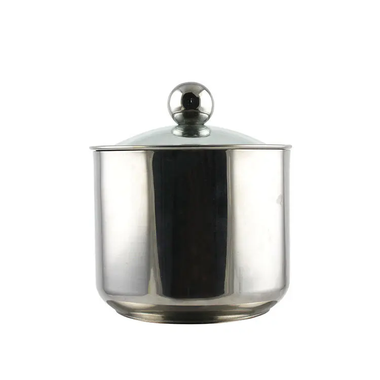 Home and Kitchen Drum Shape Stainless Steel Sugar Bowl with Lid and Spoon Sugar Bowl