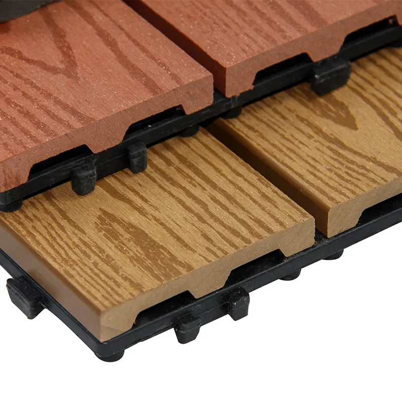 AOLONG Diy Deck Tiles Wpc Outdoor Flooring Cheap Price Chocolate And Reddish Brown Hollow Decking 300 X 300 WPC Decking
