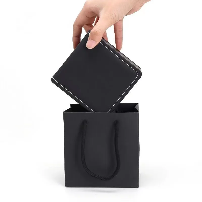 Custom Luxury Surface Velvet Black Watch Packaging with Pillow Paper Box with Bag