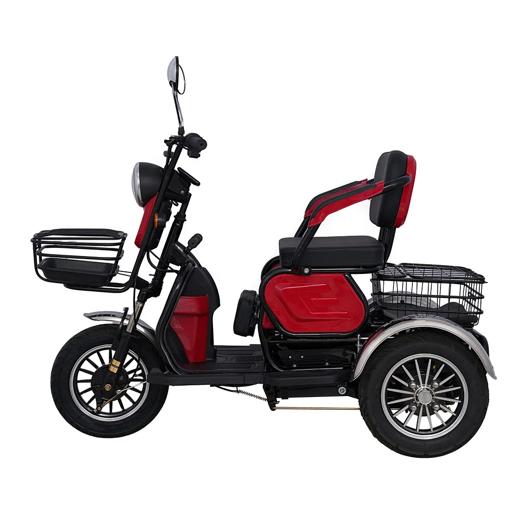 Adult pedal car tricycle passenger electric tricycle with front and rear sliding seats