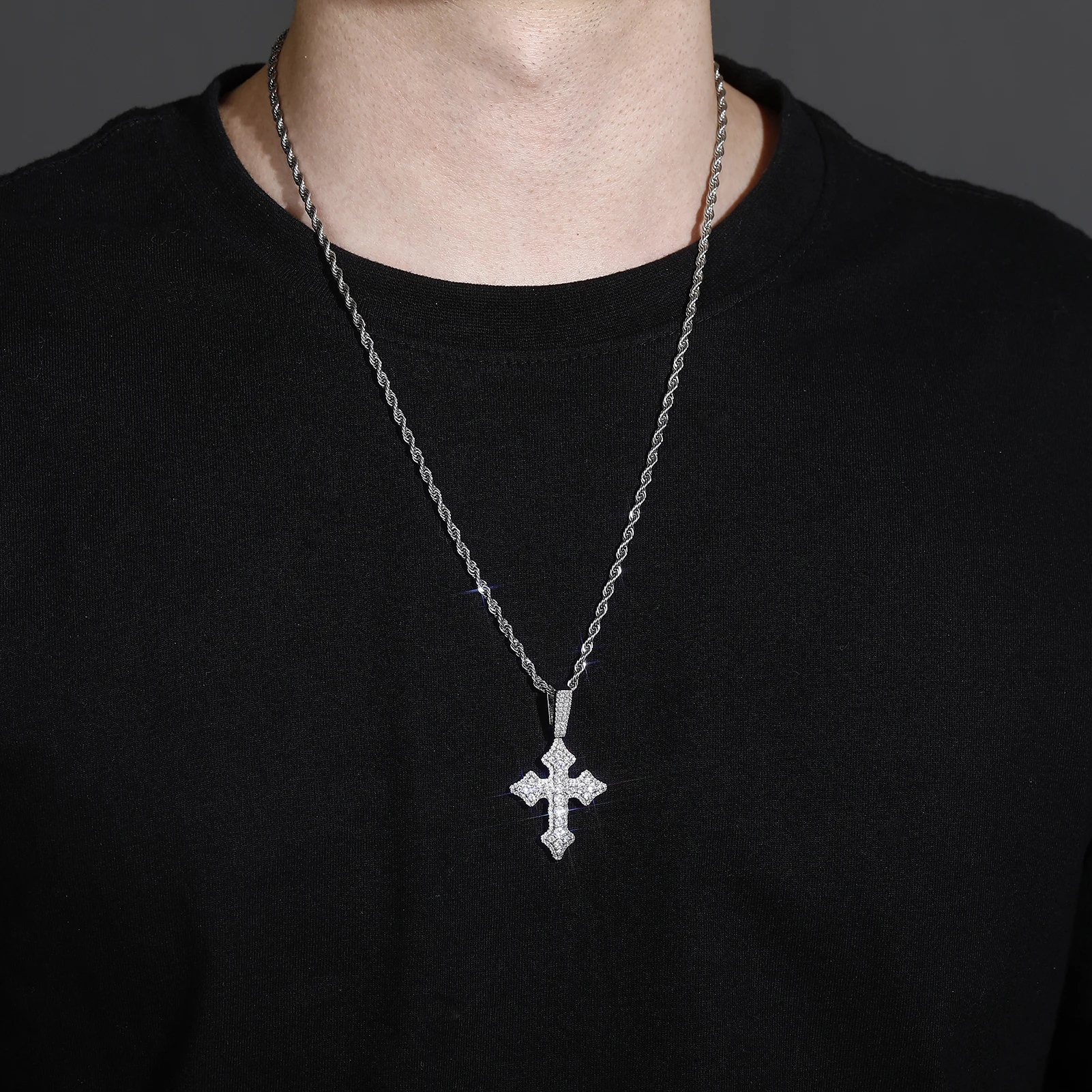 Hip Hop Pendant Men Christian Religion Jewelry Fashion Charms Real Gold Plated Silver Copper CZ ZIRCON Iced Out Cross Pendant