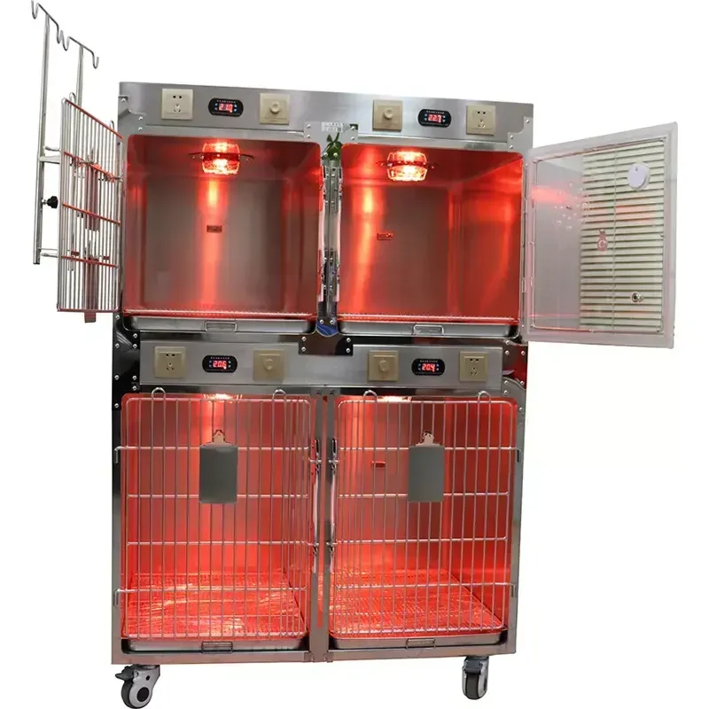 Professional Veterinary Equipment Animal Use 304 Stainless Steel Kennel Dog Veterinary ICU Oxygen Cages For Vet Hospital